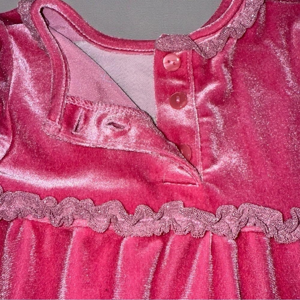 Disney Baby Minnie Mouse Pink Velour Long Sleeve Dress – Infant 24M - Picture 4 of 7